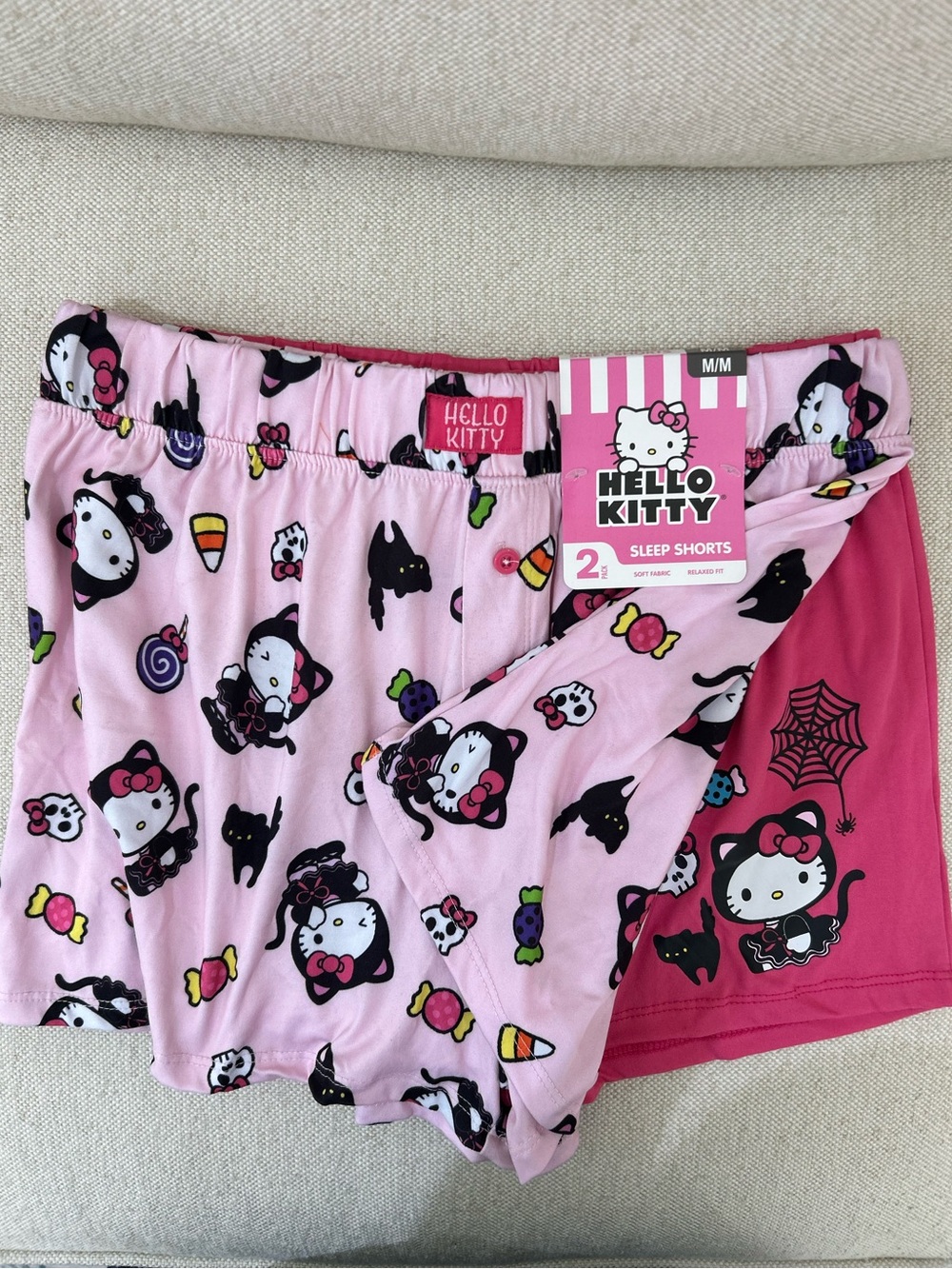 Hello Kitty Halloween Pink Pajama Sleep Shorts 2 Pack M NWT Kawaii Pastel Goth